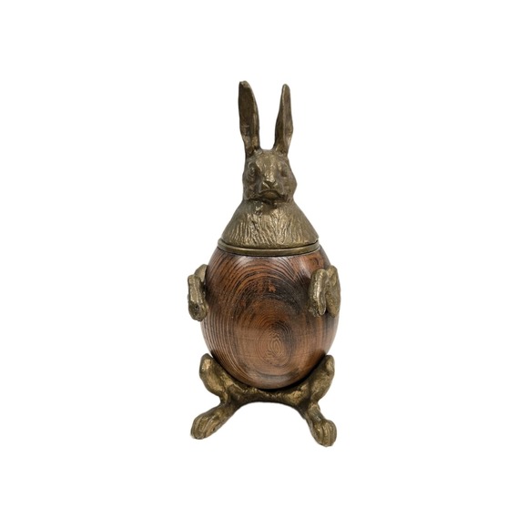 Other - RABBIT TRINKET BOX VINTAGE ARTHUR COURT BRASS BRONZE WOOD DECOR Inkwell FIGURE